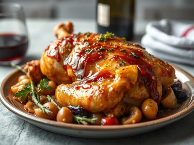 Kippetje uit de Oven met een Kruidige Dressing — AI-gegenereerde illustratie