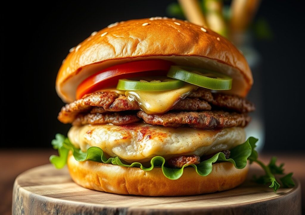 Kipsateburger — AI-gegenereerde illustratie