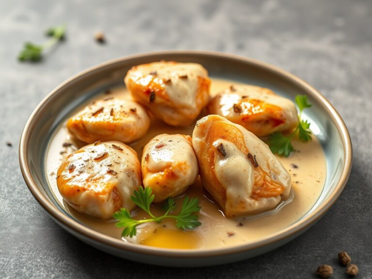 Kipstukjes met knoflook/witte wijnsaus