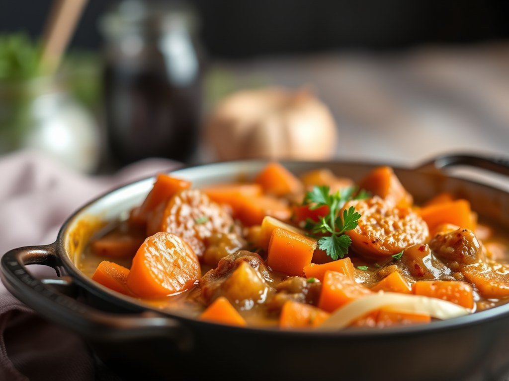 Kiptajine met Worteltjes, AI-gegenereerde illustratie