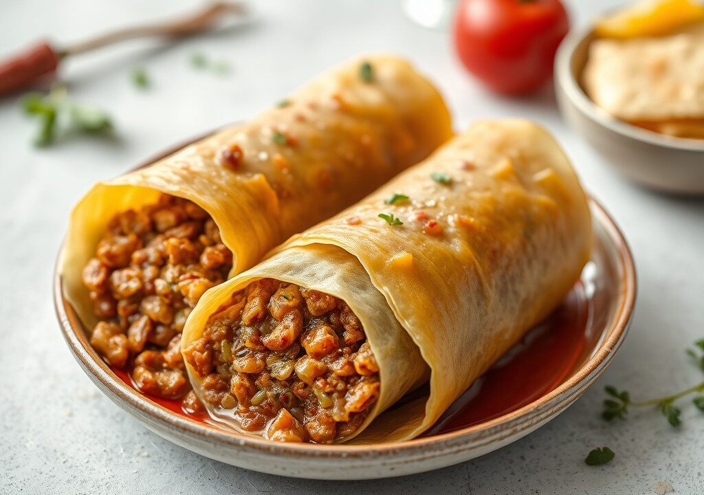 Kiymali Sarma (Met Gehakt Gevulde Wijnbladeren), AI-gegenereerde illustratie