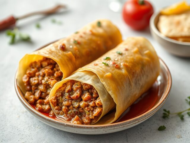 Kiymali Sarma (Met Gehakt Gevulde Wijnbladeren) — AI-gegenereerde illustratie