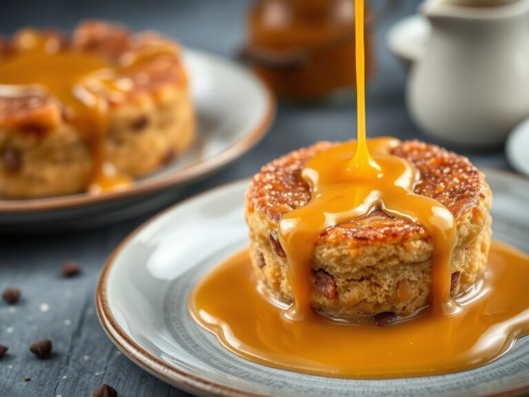 Kleffe Dadel Koek met Butterscotch Saus — AI-gegenereerde illustratie