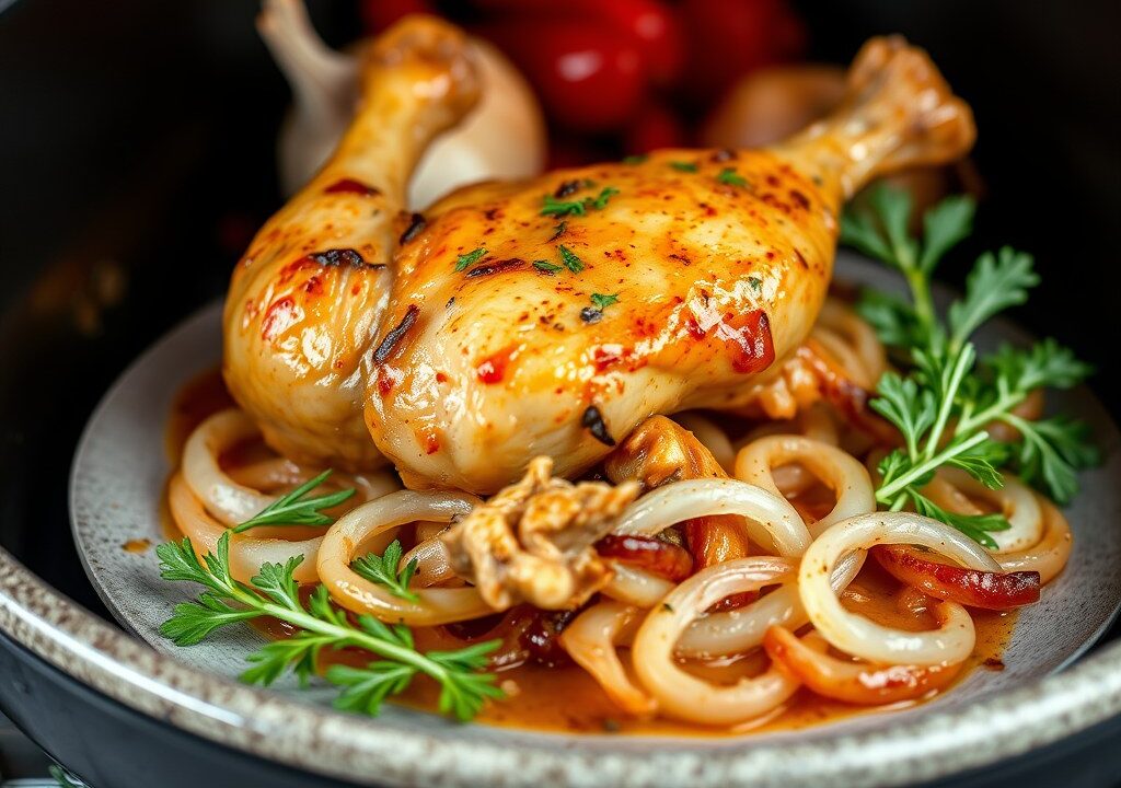 Knoflook-Kip uit de Slowcook Oven — AI-gegenereerde illustratie