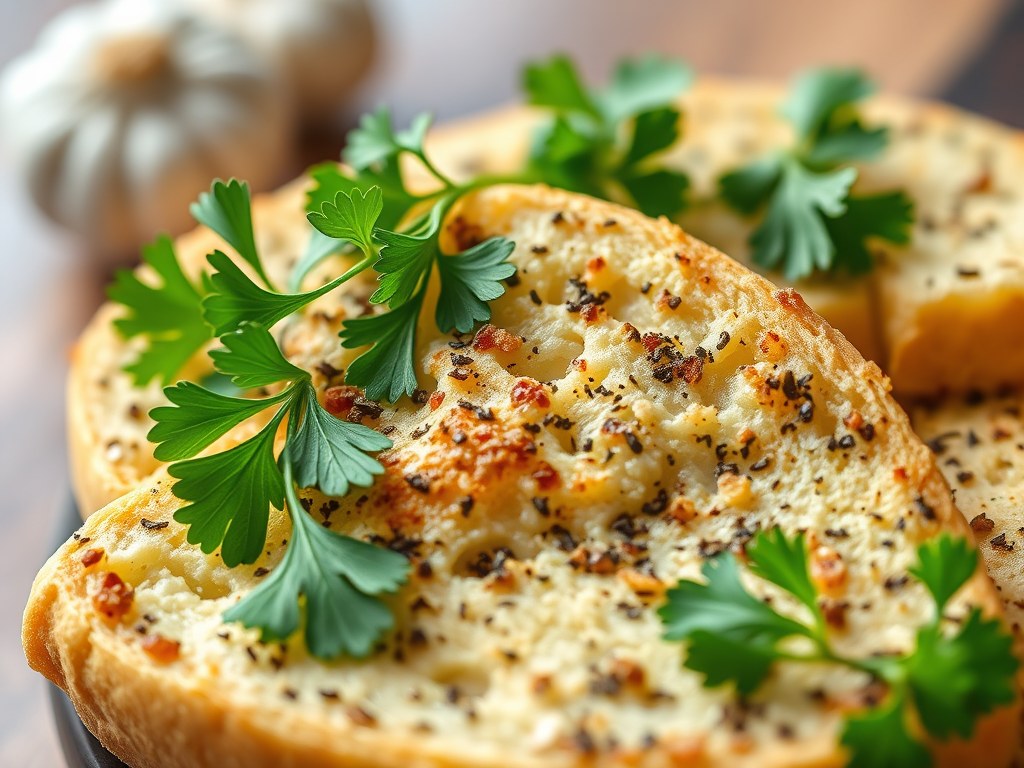 Knoflookbrood, AI-gegenereerde illustratie