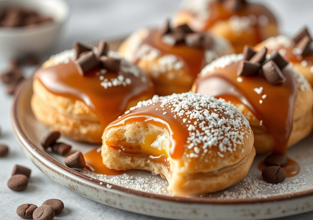 Koekjes met caramel en chocolade — AI-gegenereerde illustratie