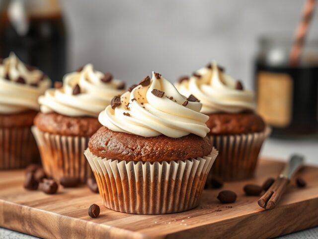 Koffiecupcakes met koffie-chocoladecreme — AI-gegenereerde illustratie