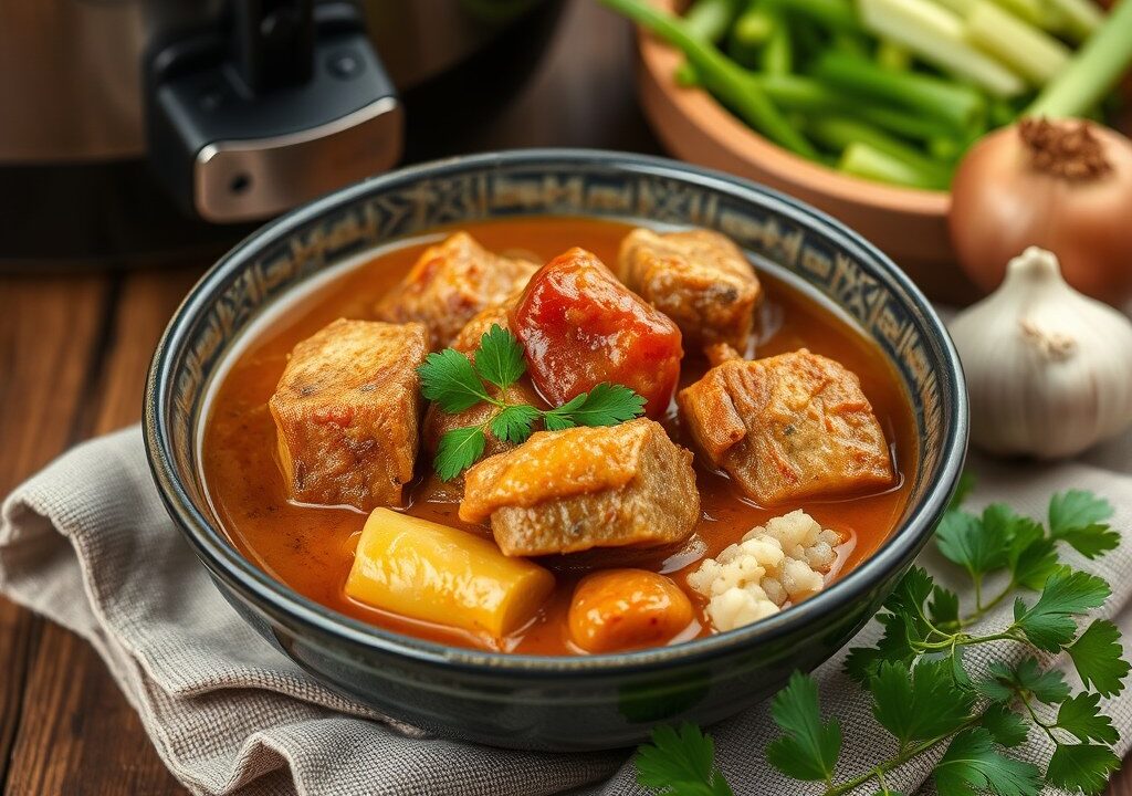Kokos-Curry van Varkensvlees uit de Slow Cooker — AI-gegenereerde illustratie