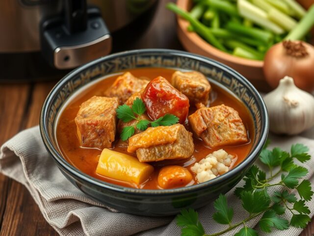 Kokos-Curry van Varkensvlees uit de Slow Cooker — AI-gegenereerde illustratie