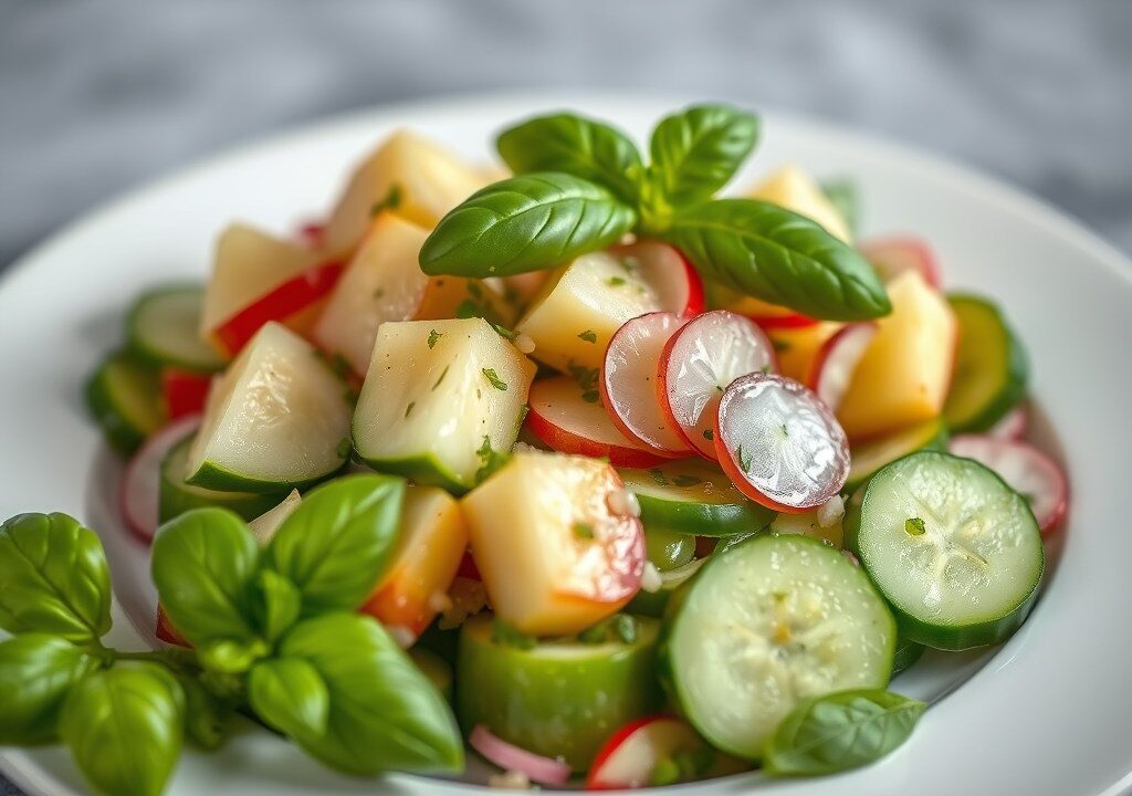 Komkommer-appelsalade — AI-gegenereerde illustratie