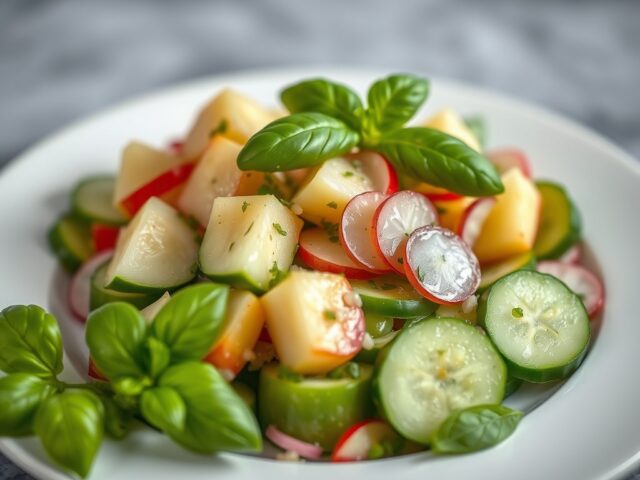 Komkommer-appelsalade — AI-gegenereerde illustratie