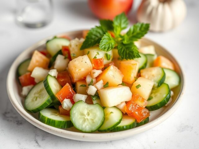 Komkommer en Appel Salsa — AI-gegenereerde illustratie
