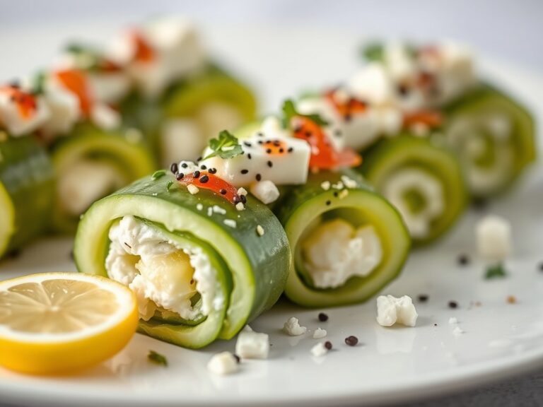 Komkommer-feta-rolletjes — AI-gegenereerde illustratie
