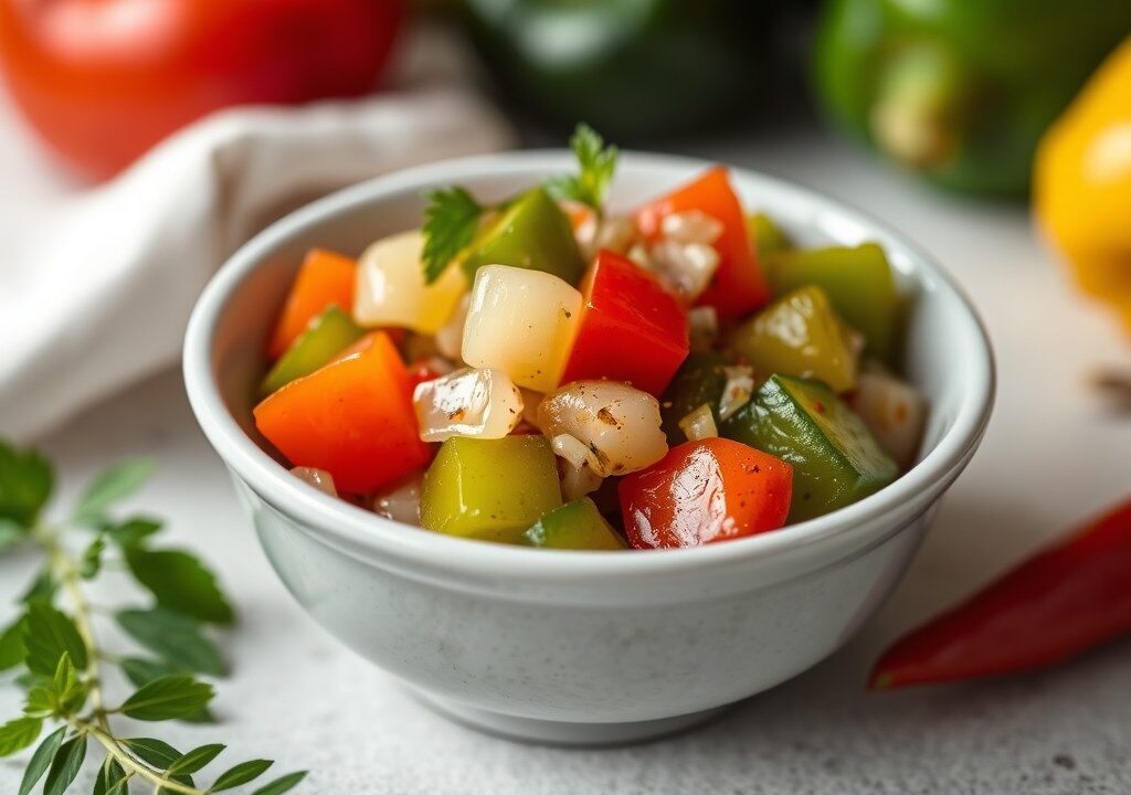 Komkommer- paprika relish — AI-gegenereerde illustratie