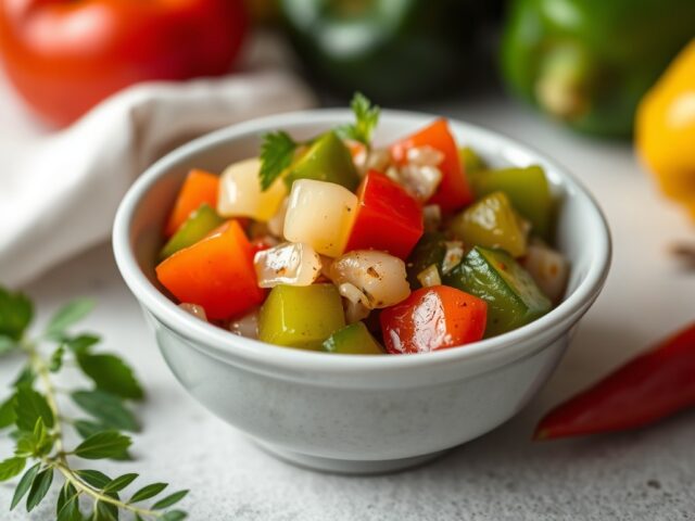 Komkommer- paprika relish — AI-gegenereerde illustratie