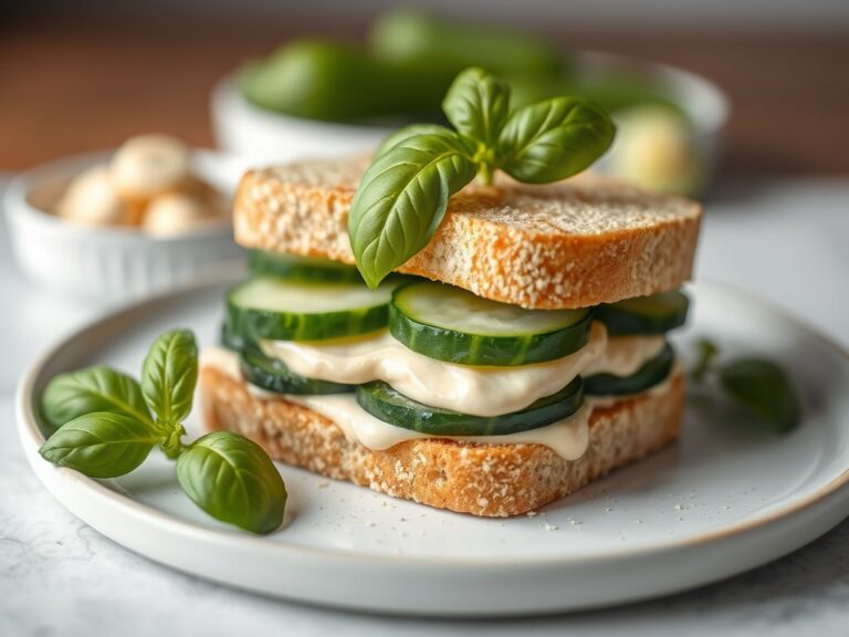 Komkommer-sandwich — AI-gegenereerde illustratie