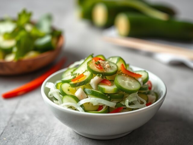 Komkommersalade met een Oosters Tintje — AI-gegenereerde illustratie