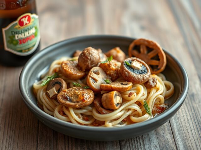 Konijn met mosterd en champignons — AI-gegenereerde illustratie