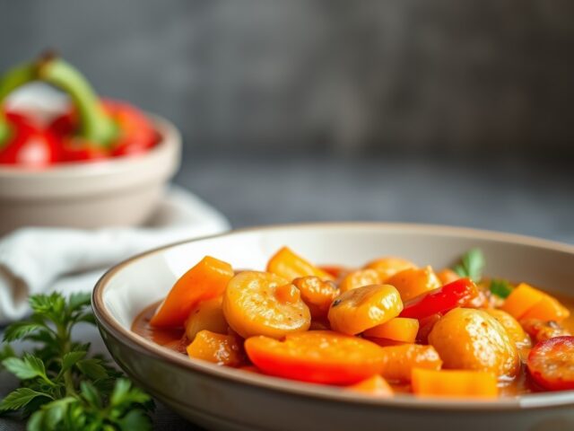 Konijn met paprika’s — AI-gegenereerde illustratie