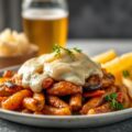 Konijnenrug met witloof en een biersausje