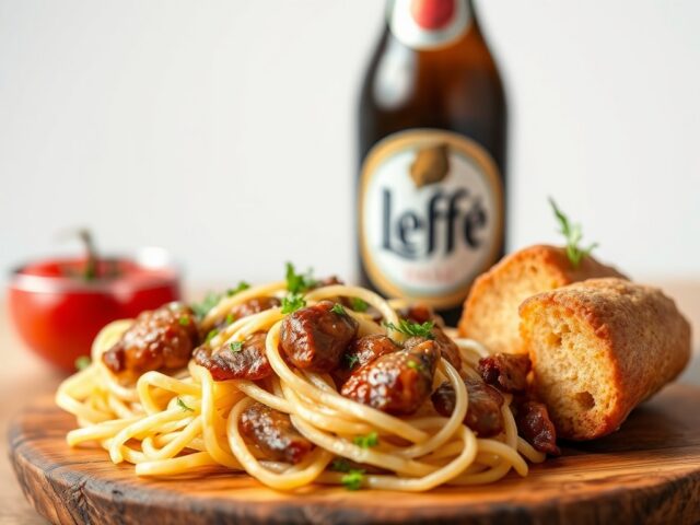 Konijnrug met bruin bier (Leffe) — AI-gegenereerde illustratie