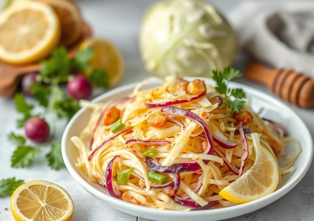Koolsalade met honing+limoen+gember (opm) — AI-gegenereerde illustratie