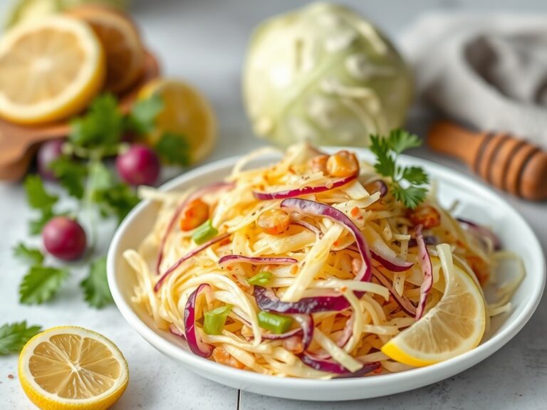 Koolsalade met honing+limoen+gember (opm) — AI-gegenereerde illustratie