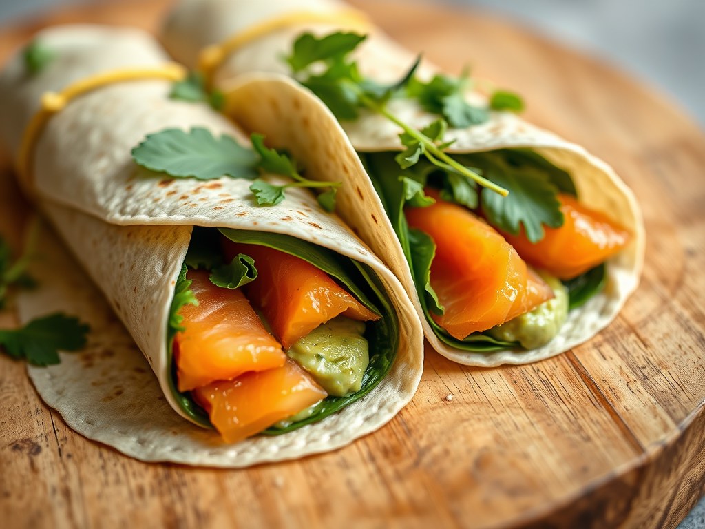 Koude wraps met guacamole, AI-gegenereerde illustratie