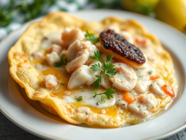 Krab Omelet met Pit — AI-gegenereerde illustratie
