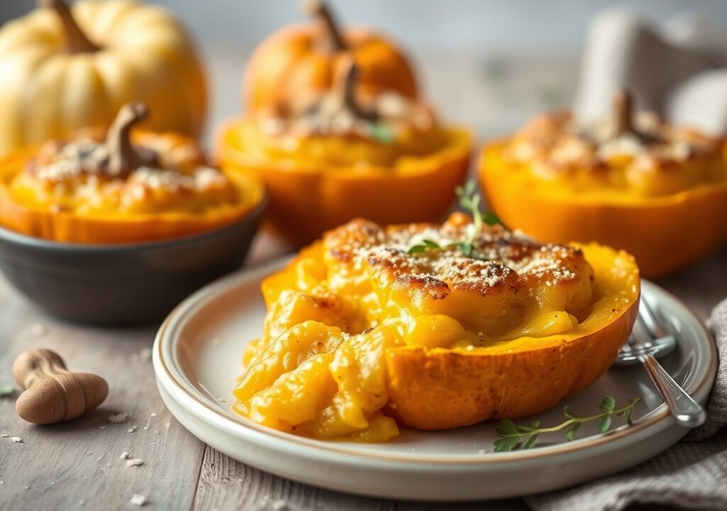 Krokante gratin van pompoen, AI-gegenereerde illustratie