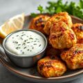 Krokante kippennuggets met knoflook-yoghurtsaus