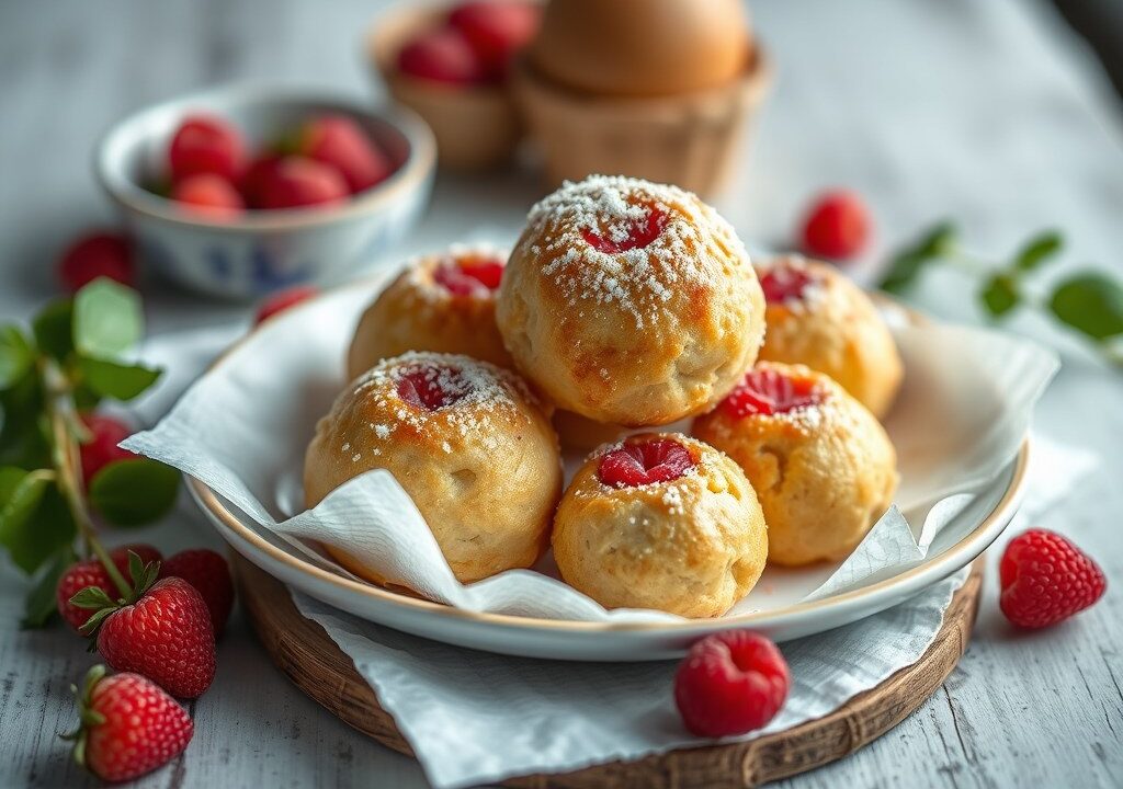 Kwarkbollen met rozijnen — AI-gegenereerde illustratie