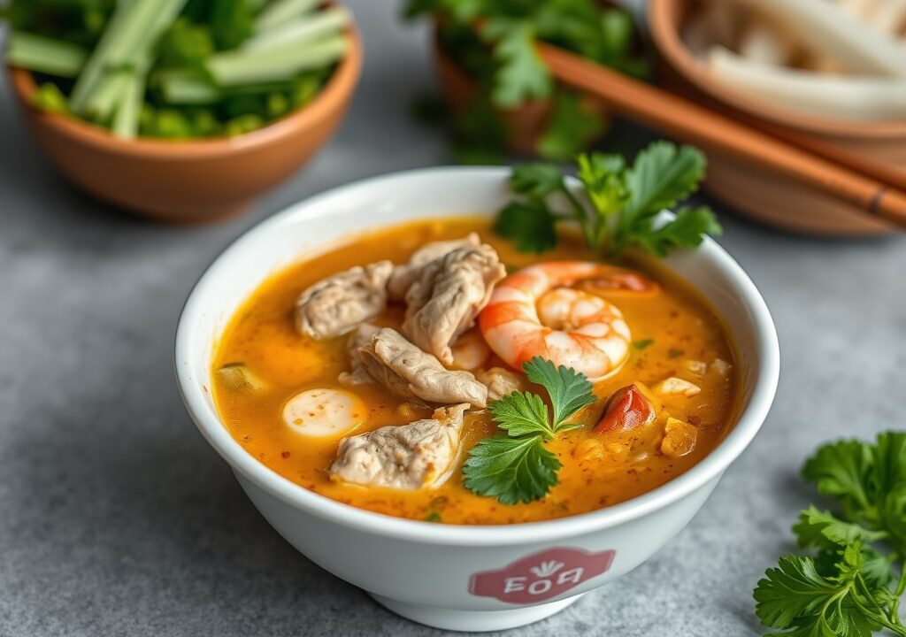Laksa met Kerrie (bihoen) — AI-gegenereerde illustratie