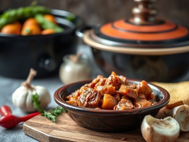 Lams Tajine uit de Slow Cooker — AI-gegenereerde illustratie