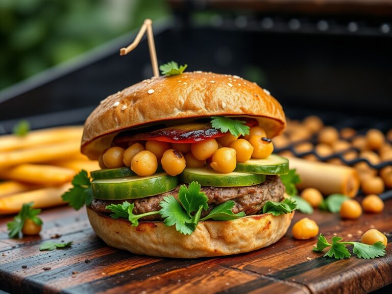 Lamsburger met kikkererwten — AI-gegenereerde illustratie