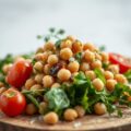Lamskotelet met kikkererwtensalade