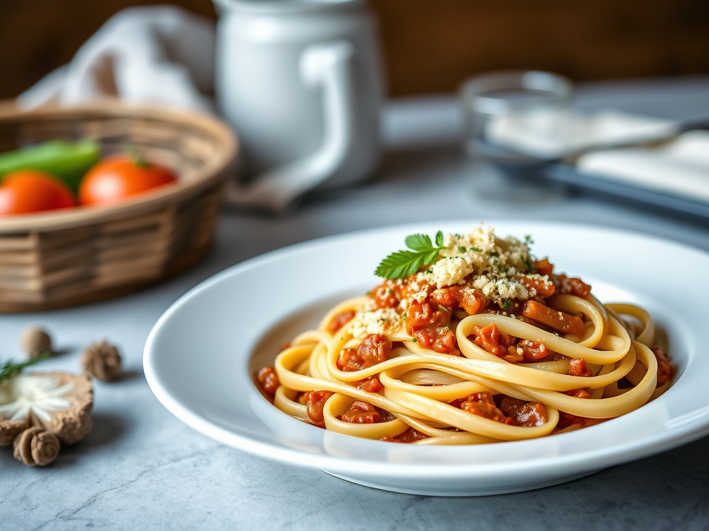 Lamsschouder Ragu II met Pappardelle, AI-gegenereerde illustratie