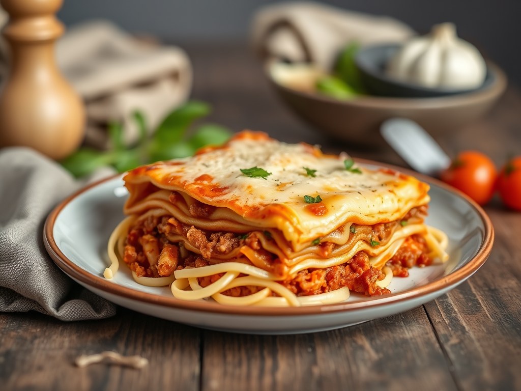 Lasagna op Toscaanse Wijze, AI-gegenereerde illustratie