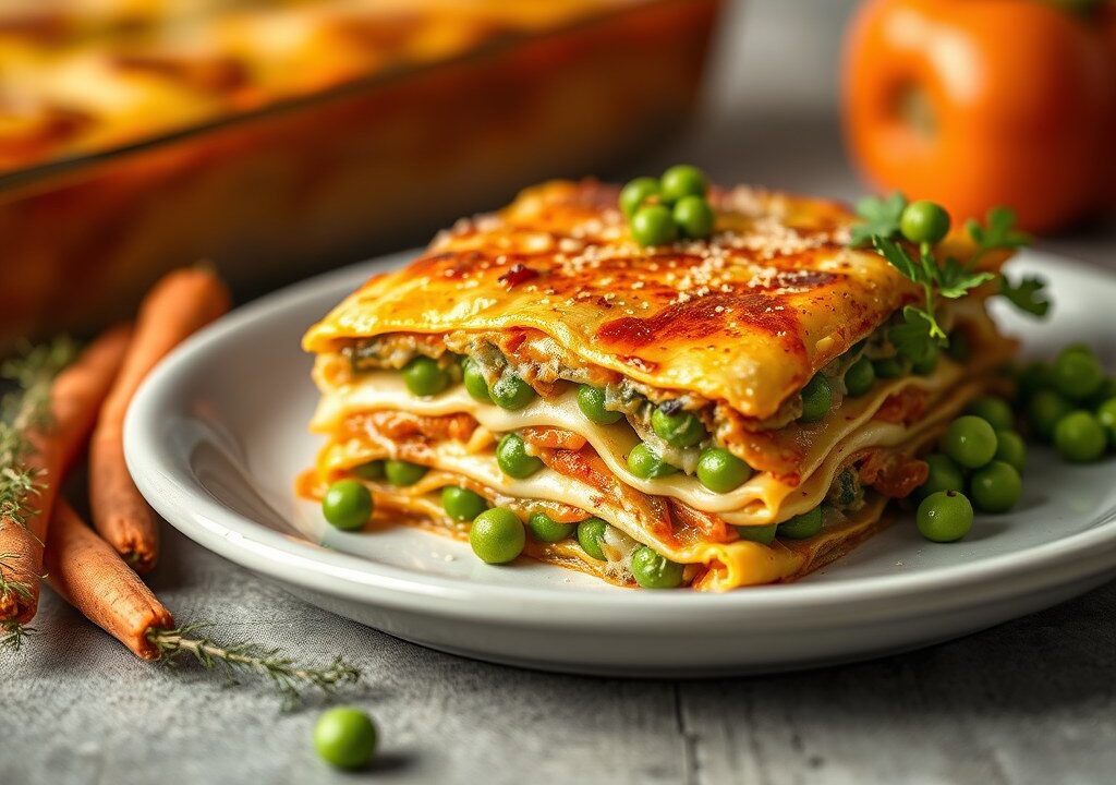 Lasagne met groentjes — AI-gegenereerde illustratie