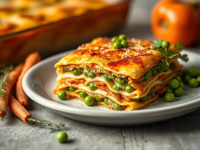 Lasagne met groentjes — AI-gegenereerde illustratie