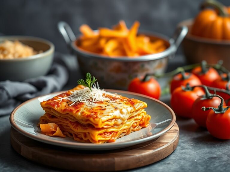 Lasagne met pompoen en tomaat