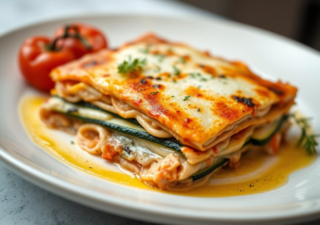 Lasagne van tonijn en ricotta, AI-gegenereerde illustratie