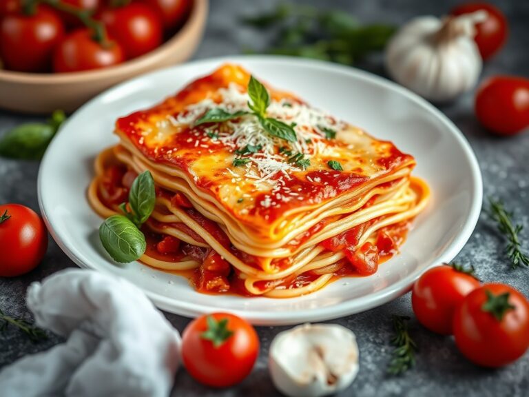 Lasagnette met tomaat en asjovis — AI-gegenereerde illustratie
