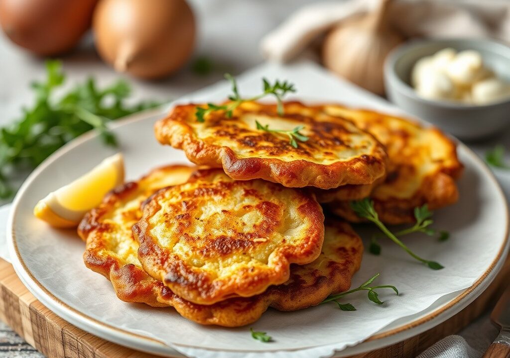 Latkes (Aardappelpannekoekjes) — AI-gegenereerde illustratie