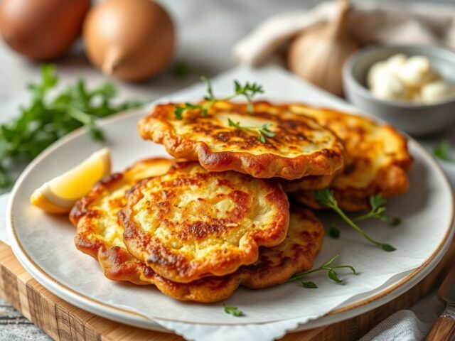 Latkes (Aardappelpannekoekjes) — AI-gegenereerde illustratie