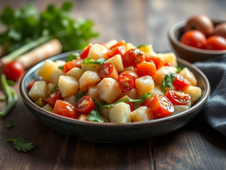Lauwe aardappelsalade — AI-gegenereerde illustratie