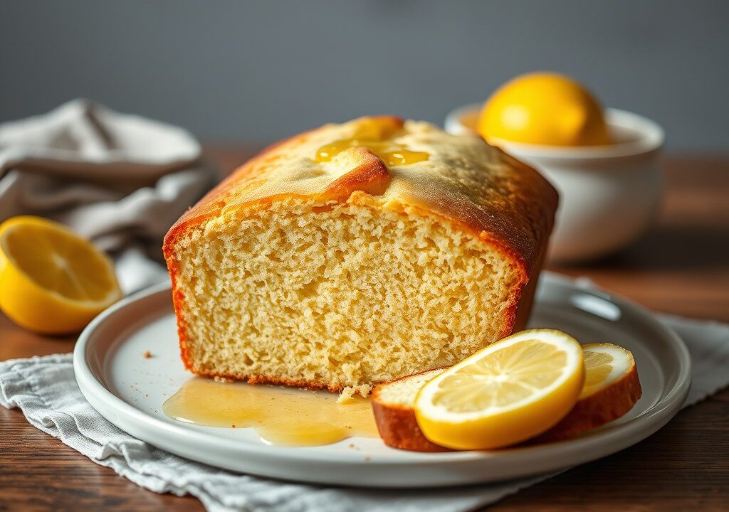 Lemon-syrup loaf cake — AI-gegenereerde illustratie