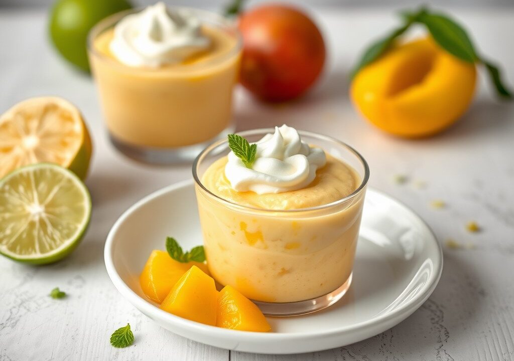 Limoen – mango mousse, AI-gegenereerde illustratie