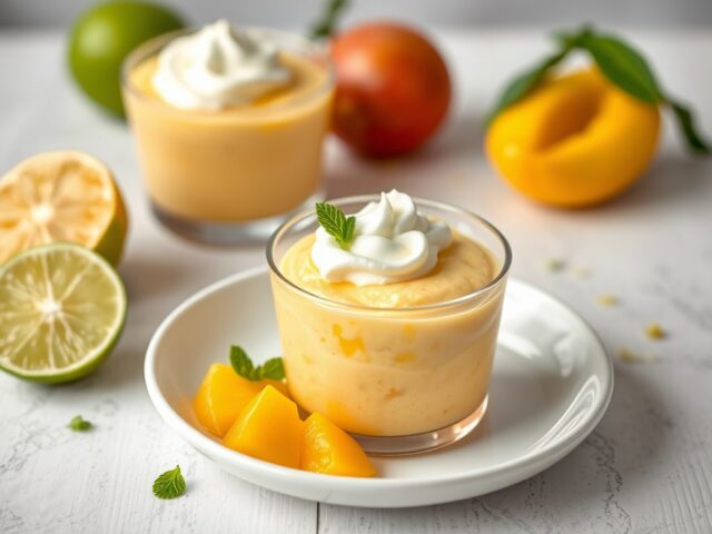 Limoen – mango mousse — AI-gegenereerde illustratie
