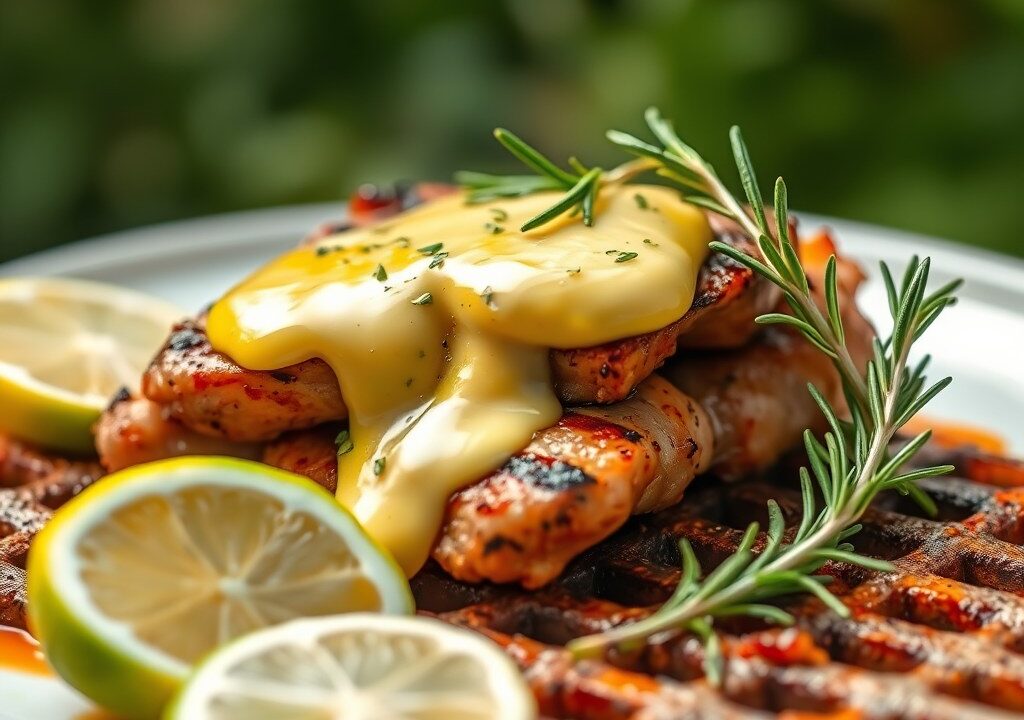 Limoenkipsate met olijvenmayonaise, AI-gegenereerde illustratie